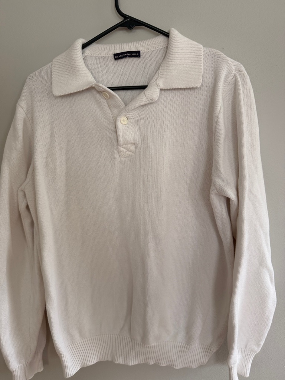 Brandy Melville White Knit Collared Sweater